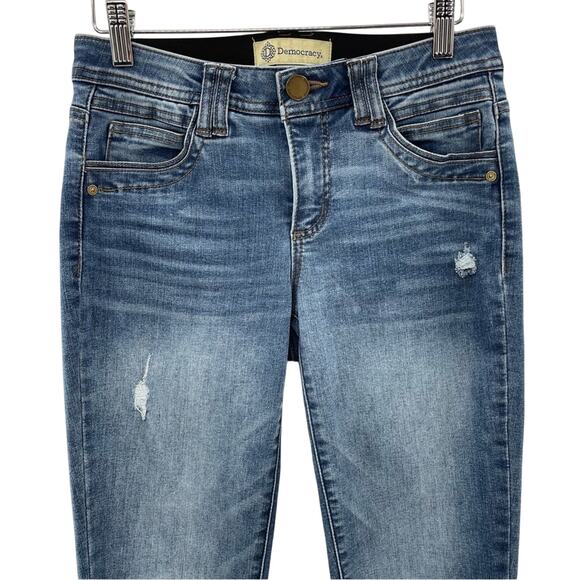 Democracy 'Ab'Solution Lightly Distressed Slimming Stretch Skinny Jeans Size 2 - Picture 2 of 9